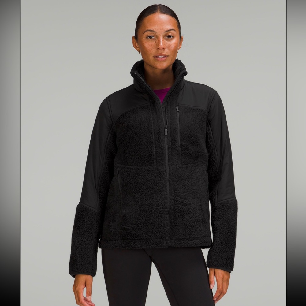 Lululemon Textured Fleece Full-Zip Jacket Black Size 12 NWT
